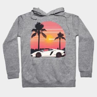 Vintage Summer Lambo Beach Sunset sports car Hoodie